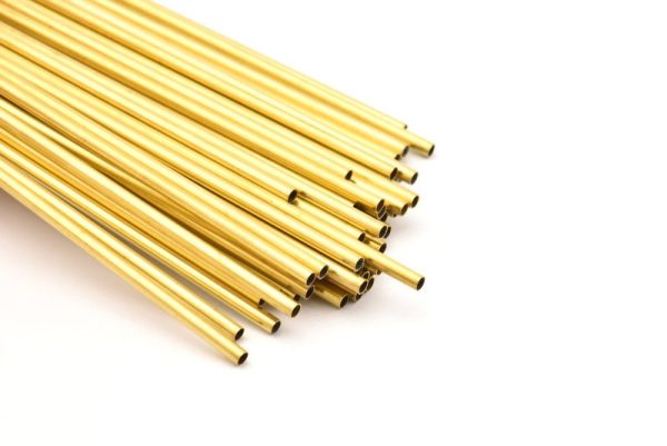 Brass Himmeli Tubes - 12 Raw Brass Himmeli DIY Tube Beads (3x250mm) For Sale - Image 2