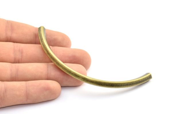 Antique Brass Curved Tubes, 2 Antique Brass Plated Square Oval Tubes (95x5x5mm) Sq20 BRC 295 Cheap - Image 4