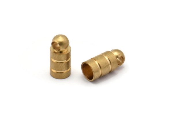 Brass End Caps, 12 Raw Brass End Cap , Cord Tip , 4mm Cord End - (5x10mm) A0953 Fashion