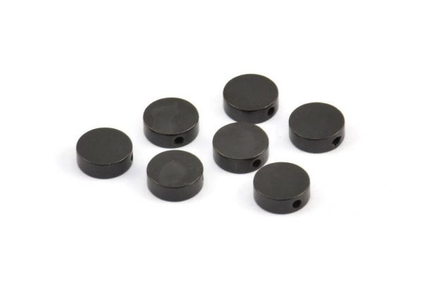 Black Spacer Beads, 12 Oxidized Brass Black Spacer Connectors, Round Beads (8x3.6mm) D0210 S304 on Sale