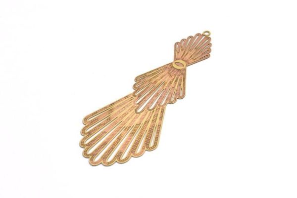 Brass Earring Charm 6 Raw Brass Ethnic Motif Earring Charms With 1 Loop Pendants, Findings (74x27mm) E490 Supply - Image 2