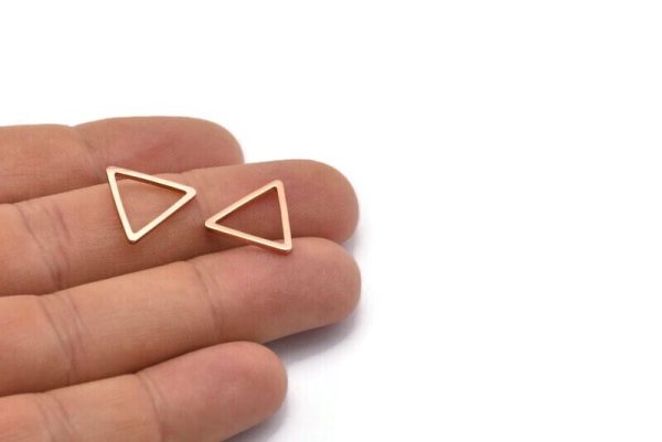 Rose Gold Triangle Charm, 10 Rose Gold Plated Brass Open Triangle Ring Charms (17x1.2mm) D0108 For Discount - Image 2