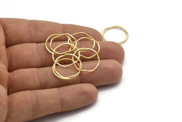 Gold Circle Rings, 24 Gold Lacquer Plated Brass Wavy Circle Rings, Charms (18x0.8mm) BS 1805 Q0440 on Sale - Image 3