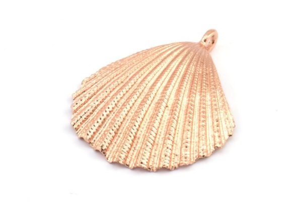 Rose Gold Shell Charm, 1 Rose Gold Plated Brass Sea Shell Charm with 1 Loop, Pendants, Charms, Findings (34x24mm) E285 Q0537 on Sale