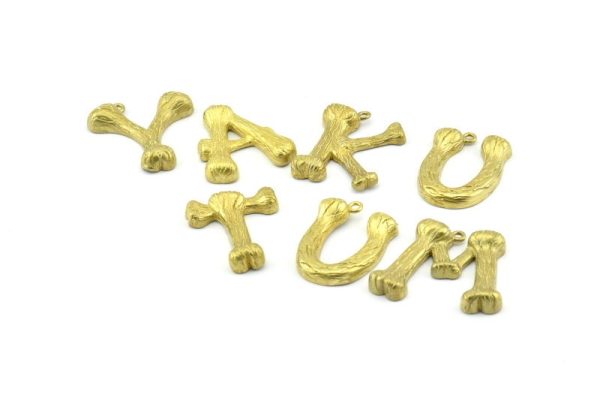 Bamboo N Letter, 3 Antique Silver Plated Brass Bamboo N Letter Alphabets, Initials, Uppercase, Rustic Style Letter Initial Pendants Supply - Image 4