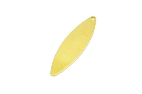 Brass Marquise Charm, 12 Raw Brass Marquise Shape Stamping Blank Charms With 1 Hole Earrings, Findings (45x12x0.80mm) B0288 Online Sale