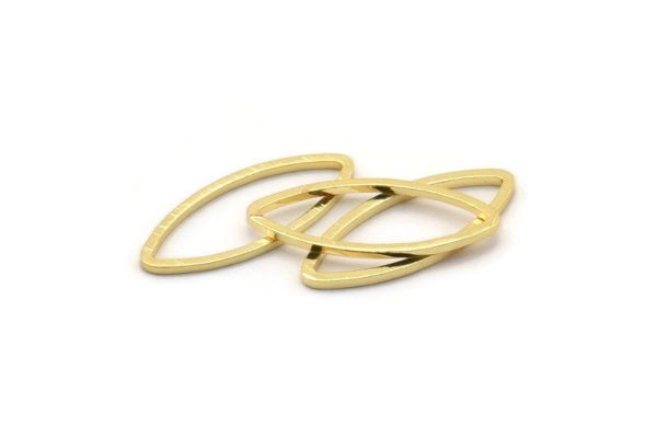 Gold Marquise Ring, 24 Gold Plated Brass Marquise Ring, Connector, Charms (8x20x0.80mm) D0041 Q0629 For Sale - Image 2