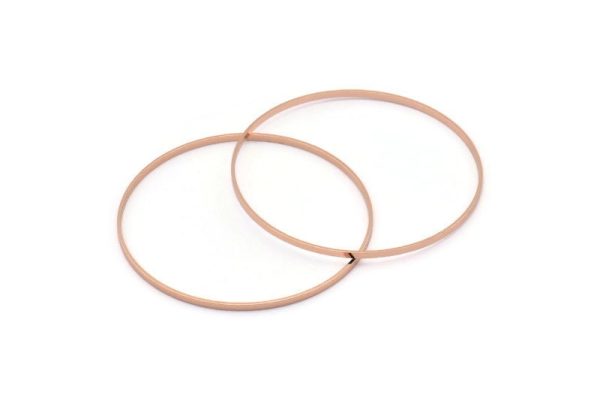 55mm Circle Connectors - 2 Rose Gold Plated Brass Circle Connectors (55x0.75x1.8mm) Bs 1073 Q0623 Sale