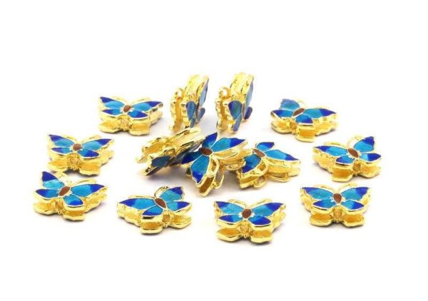 2 Brass Enamel Butterfly Connector - Hidden Hole (14x10mm) L-8 Supply