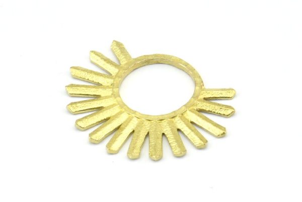 Brass Sun Pendant, 4 Raw Brass Textured Sunny Pendants, Earrings, Findings (26x34x1.5mm) BS 2433 Cheap