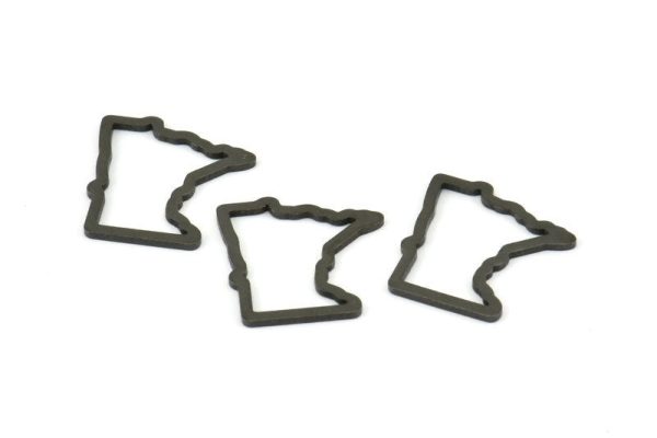 Black Minnesota Charm, 24 Oxidized Brass Black Minnesota State Charms, Findings (18x17.5x1mm) E045 For Sale - Image 3