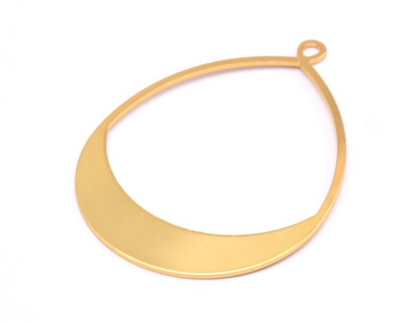 Gold Drop Earring, 2 Gold Plated Brass Drop Earring Charms With 1 Loop, Pendants, Findings (49x36x0.8mm) E036 Q0546 Discount