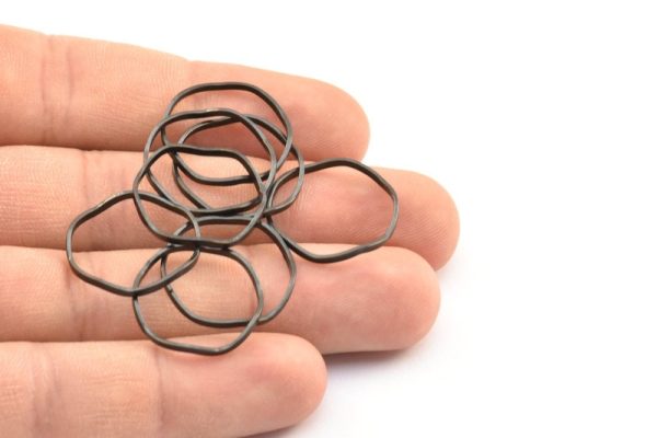 Black Circle Rings, 12 Oxidized Brass Black Wavy Circle Rings, Charms (20.5x0.80x1.5mm) BS 2220 S728 Online Sale - Image 3