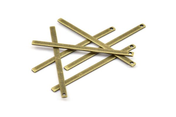Antique Brass Bar Pendant, 12 Antique Brass Plated Bar Pendant With 1 Hole, Findings (55x3x1mm) Brc 154--a0826 A0907 U063 Online Sale - Image 3