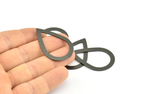Black Drop Blank, 10 Oxidized Brass Black Drop Blanks, Findings (40x27x0.75mm) E086 Supply - Image 5