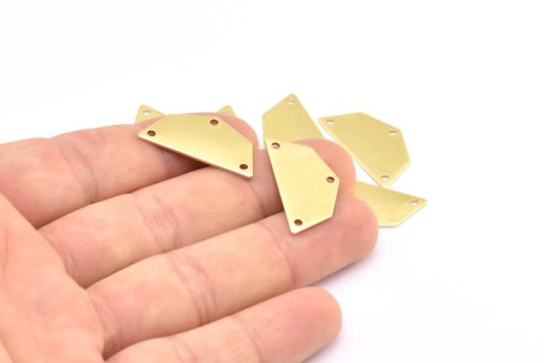 Raw Brass Pendant, 12 Raw Brass Five Edged Geometric Shape Blanks With 3 Holes (25x13x0.80mm) E197 Discount - Image 4