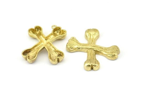 Bamboo X Letter, 3 Raw Brass Bamboo X Letter Alphabets, Initials, Uppercase, Rustic Style Letter Initial Pendant for Personalized Necklaces Online - Image 4
