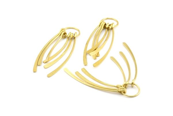 Brass Fringed Earring, 4 Raw Brass Fringed Trim Earring With 1 Loop, Pendants, Findings (55x12mm) E299 Fashion - Image 3