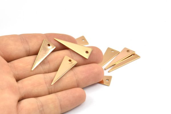 Tiny Necklace Triangle, 6 Rose Gold Plated Triangle Charms (28x10x0.80mm) A0793 Q0263 on Sale - Image 4