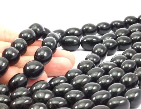 Black Stone 19x15mm Full Strand Gemstone Beads T019 For Sale - Image 5