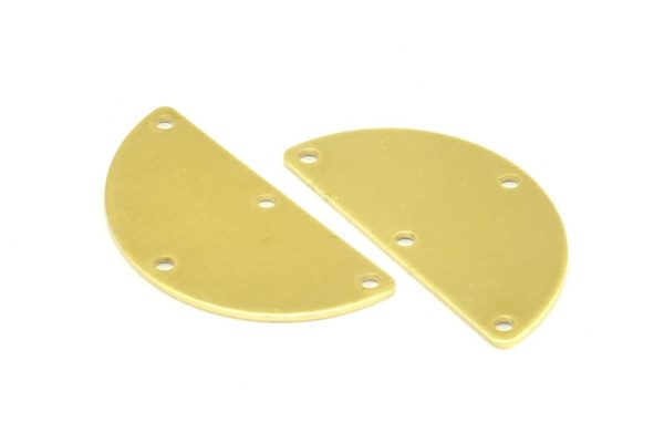 Half Moon Charm, 10 Raw Brass Semi Circle Blanks With 4 Holes (30x15x0.80mm) A0561 For Cheap