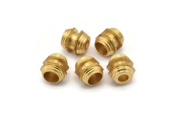 12 Raw Brass Industrial Hexagon Tubes, Spacer Beads, Findings (10x10mm)  D0077 Supply