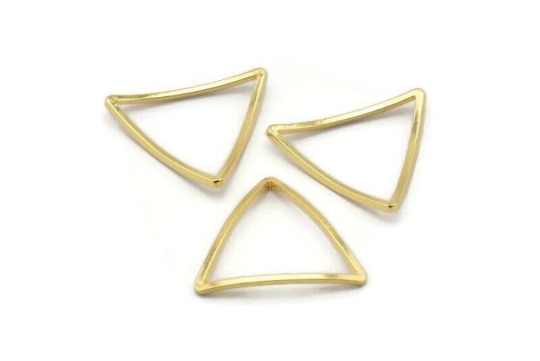 Gold Triangle Charm, 10 Gold Plated Brass Open Cambered Triangle Ring Charms (20x0.8mm) BS 1212 Fashion - Image 2