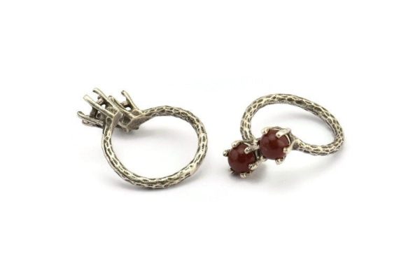 Adjustable Ring Blank - 1 Antique Silver Plated Brass 6 Claw Ring Blanks Pad Size 5mm N0330 H0127 Online Hot Sale - Image 3