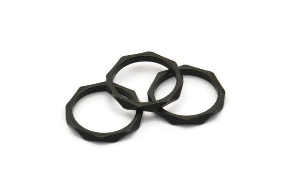 Black Faceted Ring, 50 Black Oxidized Brass  Faceted Rings, Connectors (15mm) N498 S470 Online now - Image 3