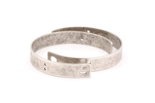 Antique Silver Heart Cuff,  Antique Silver Plated Brass Cuff Bracelet Blank Bangle With 2 Heart Holes (10x0.80mm) Brc011 Fashion