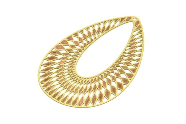 Brass Earring Charm ,4 Raw Brass Textured Drop Earring Charms With 1 Hole Pendants, Findings (68x45mm) E570 For Cheap