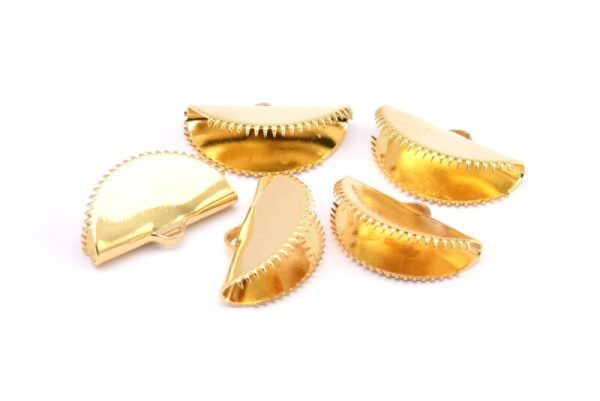 Half Moon Crimp, 6 Gold Plated Brass Ribbon Crimp End With 1 Loop, Findings (20x12mm) E145 Q0571 For Cheap - Image 2