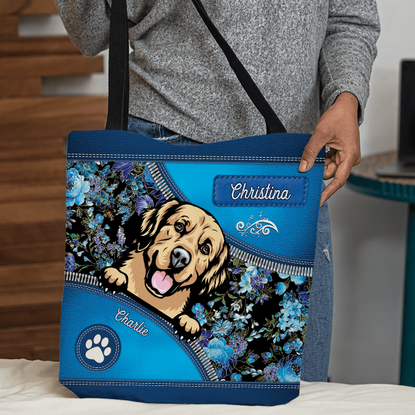 Dog With Flower Pattern Dog Personalized All Over Tote Bag, Personalized Gift for Dog Lovers, Dog Dad, Dog Mom - TO002PS15 For Discount - Image 3