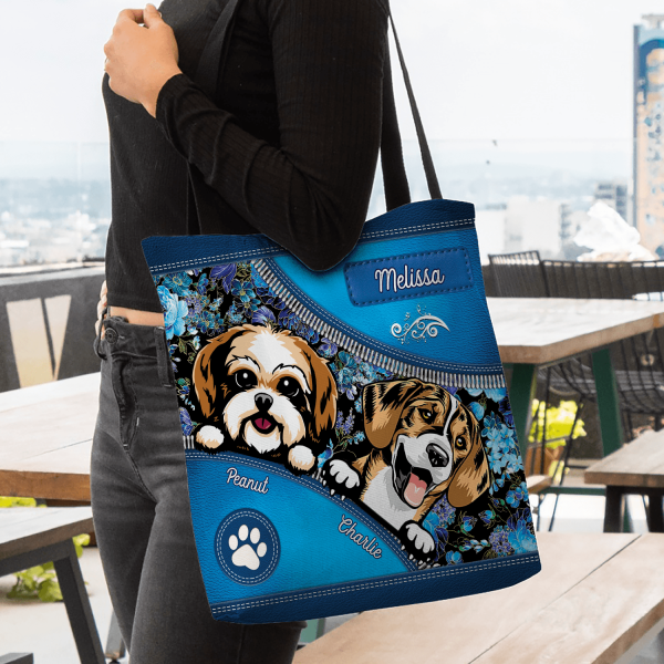 Dog With Flower Pattern Dog Personalized All Over Tote Bag, Personalized Gift for Dog Lovers, Dog Dad, Dog Mom - TO002PS15 For Discount - Image 5