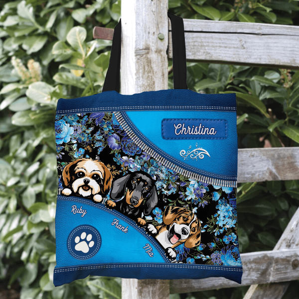 Dog With Flower Pattern Dog Personalized All Over Tote Bag, Personalized Gift for Dog Lovers, Dog Dad, Dog Mom - TO002PS15 For Discount - Image 4